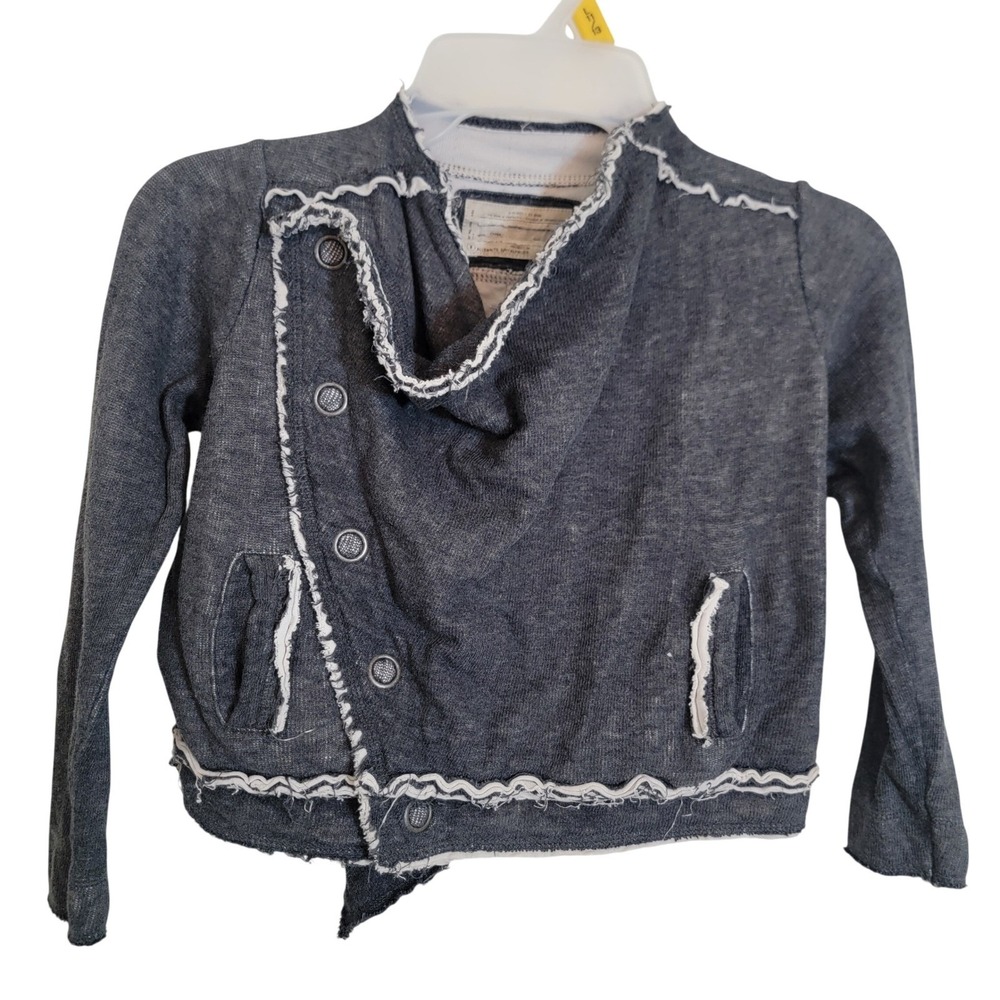 ALLSAINTS SPITALFIELDS‎ JACKS PLACE Baby Sz 4 100% Cotton Cardigan Button Gray